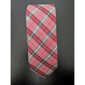 Creazioni Tucci Firenze Tie 100% Silk Red Plaid Striped Italy Necktie 60"